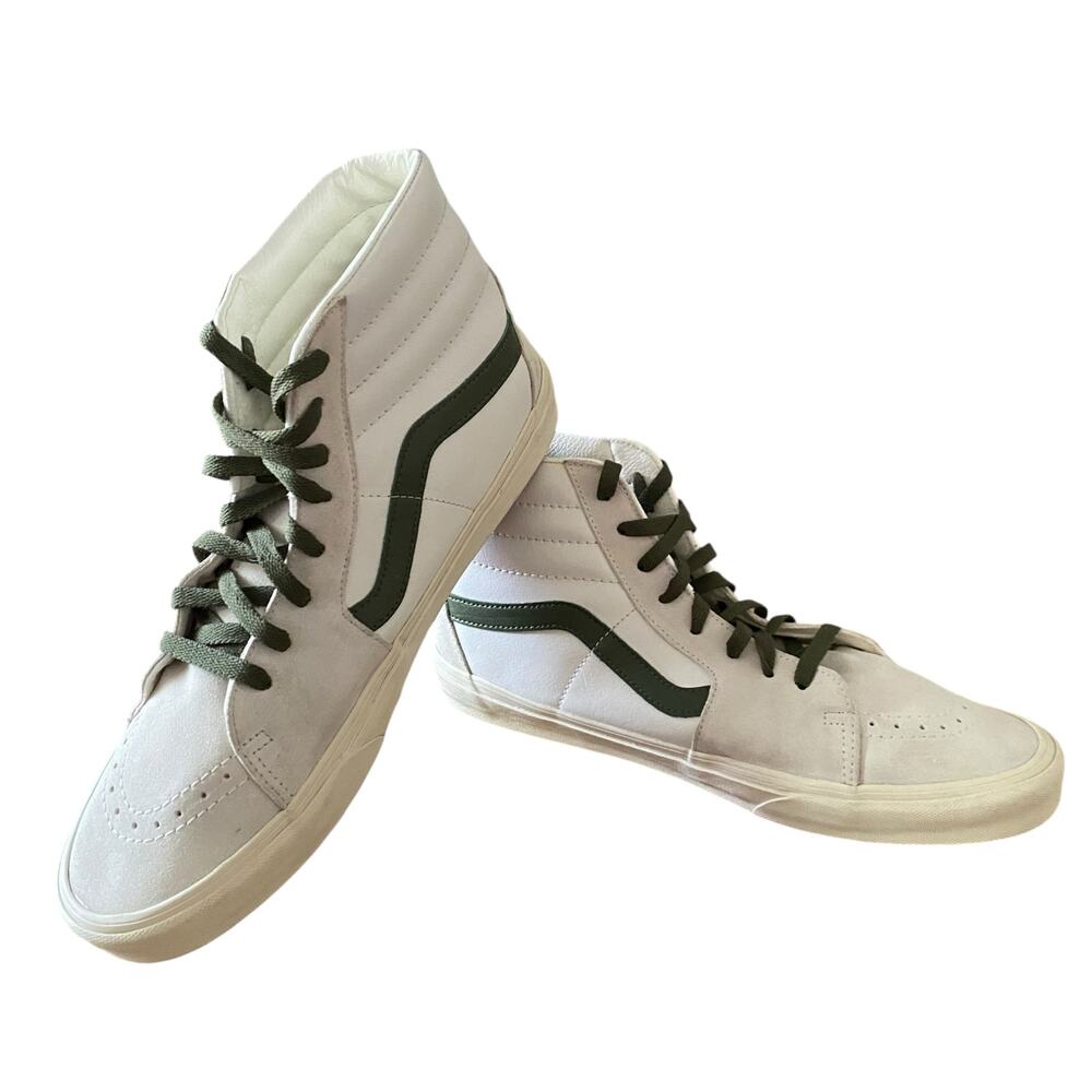 Men's Vans SK8-Hi Sail White Olive Green Size 12 US / 46 EUR Suede Top